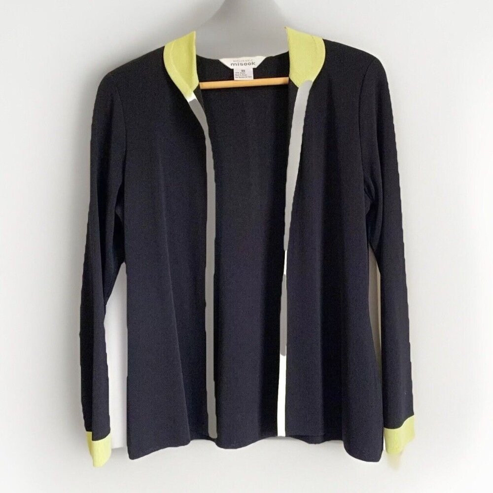Exclusively Misook Womens Knit Open Jacket Cardigan Black Size XS Quiet Luxury